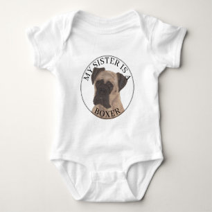 Rehfarbene Boxerhündin mit Maske Große Schwester Baby Strampler