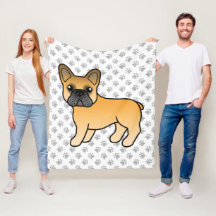 Rehfarbener Französische Bulldogge Süßer Cartoon-H Fleecedecke