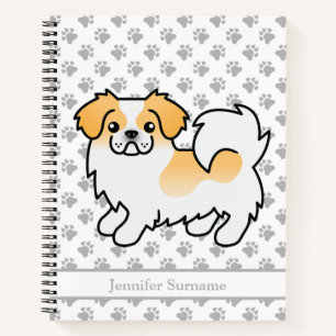 Rehfarbener Parti-Color Tibet-Spaniel Süßer Hund & Notizblock