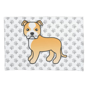 Rehfarbener und weißer Staffie Süßer Cartoon-Hund Kissenbezug