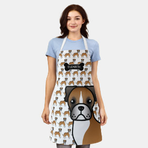 Rehfarbenes Boxer-Hündchen, Cartoon-Hund & Name Schürze