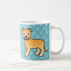 Rehfarbenes Cartoon Staffordshire Bull Terrier Kaffeetasse