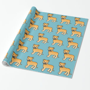 Rehfarbenes Staffordshire Bull Terrier Hundemuster Geschenkpapier