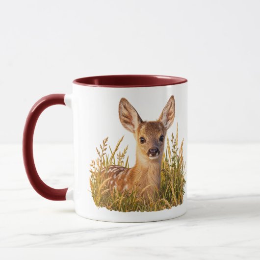 Rehkitz auf Wiesen Gras Tasse (Links)