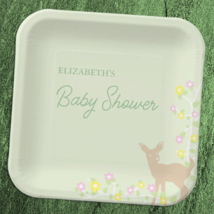 Rehkitz-Blumen-Mädchen-Baby-Party Pappteller