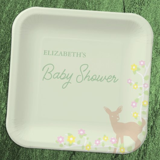 Rehkitz-Blumen-Mädchen-Baby-Party Pappteller