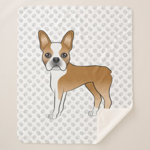 Rehkitz Boston Terrier Süßer Cartoon-Hund und Pfot Sherpadecke