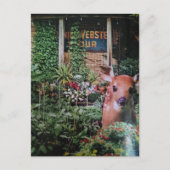 Rehkitz im Garten Collage Postkarte (Vorderseite)