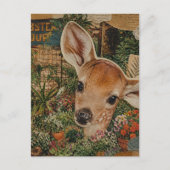 Rehkitz im Garten Collage Postkarte (Vorderseite)