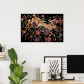 Rehkitz mit Vögeln und Blumen gothische Botanik Poster (Heimbüro)