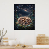 Rehkitz-Nebel-Schlafstern-Moos-Kunst Poster (Küche)