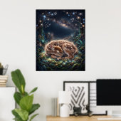 Rehkitz-Nebel-Schlafstern-Moos-Kunst Poster (Heimbüro)
