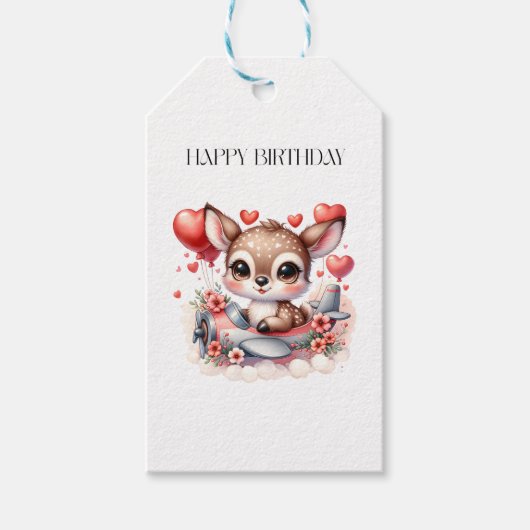 Rehkitz-Pilot-Geburtstag Geschenkanhänger (Vorderseite)