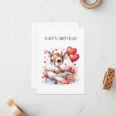 Rehkitz Pilot Geburtstag Mitteilungskarte (Vorderseite/Rückseite Beispiel)
