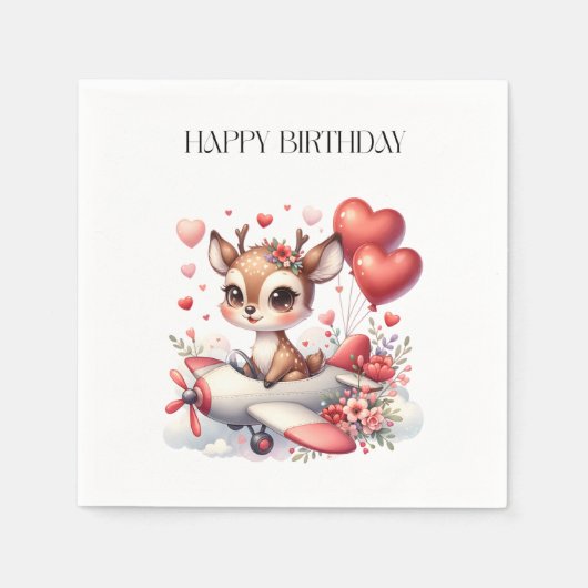 Rehkitz-Pilot-Geburtstag Serviette (Vorderseite)