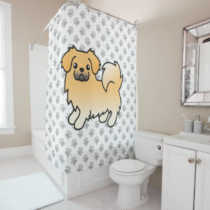 Rehkitz Tibet-Spaniel Süßer Cartoon-Hund Duschvorhang