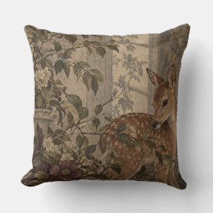Rehkitz Vintage Woodland Botanical Hirsch Kissen