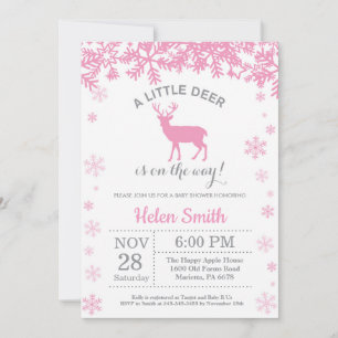 Rehkitz Winter Mädchen Baby Shower Schneeflocken E Einladung