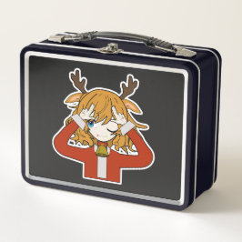 Rehmädchen mit Weihnachtsmannkleidung Metall Brotdose