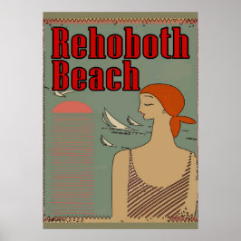 RehoBeide Beach Art Deco Poster