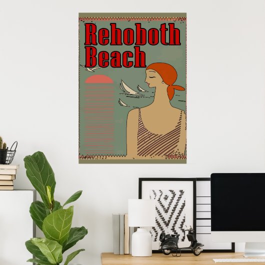 RehoBeide Beach Art Deco Poster (Heimbüro)