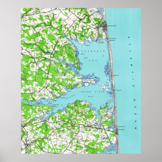 RehoBeide Beach & Bethany Beach Delaware Karte (19 Poster (Vorne)