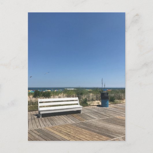 RehoBeide Beach DE Boardwalk Bench Foto Postkarte (Vorderseite)