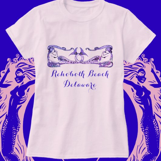RehoBeide Beach Delaware Art Deco Mermaids T-Shirt