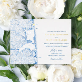 RehoBeide Beach Delaware Hochzeitsnacht und Gold Folieneinladung