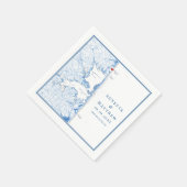 RehoBeide Beach Delaware Karte Elegant Navy Hochze Serviette (Ecke)
