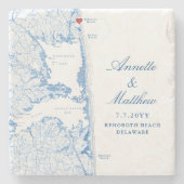 RehoBeide Beach Delaware Karte Wedding Keepake Steinuntersetzer (Vorderseite)