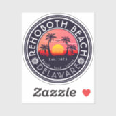 RehoBeide Beach Delaware Palm Trees Vintager 80er Aufkleber (Blatt)