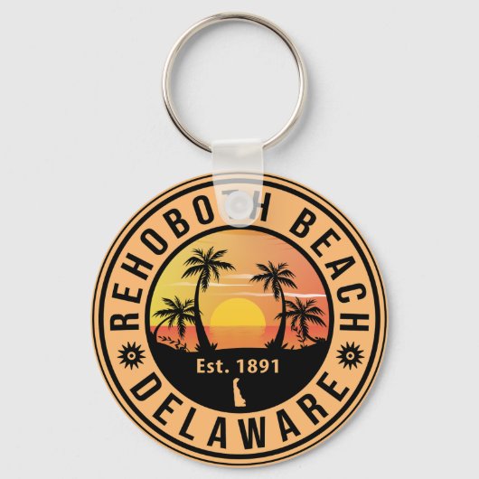 RehoBeide Beach Delaware Retro Sunset Souvenirs 60 Schlüsselanhänger (Vorderseite)