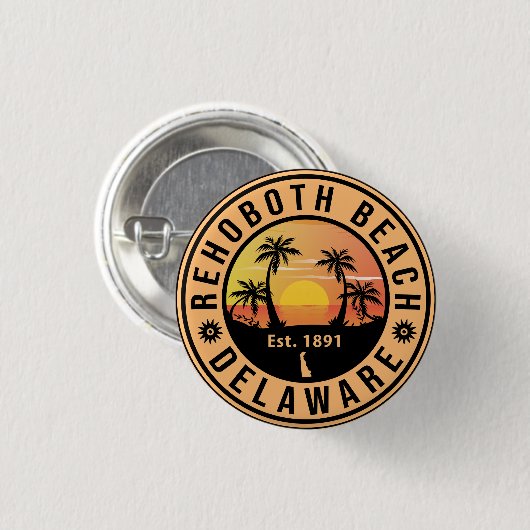 RehoBeide Beach Delaware Retro Sunset Souvenirs Button (Vorne & Hinten)