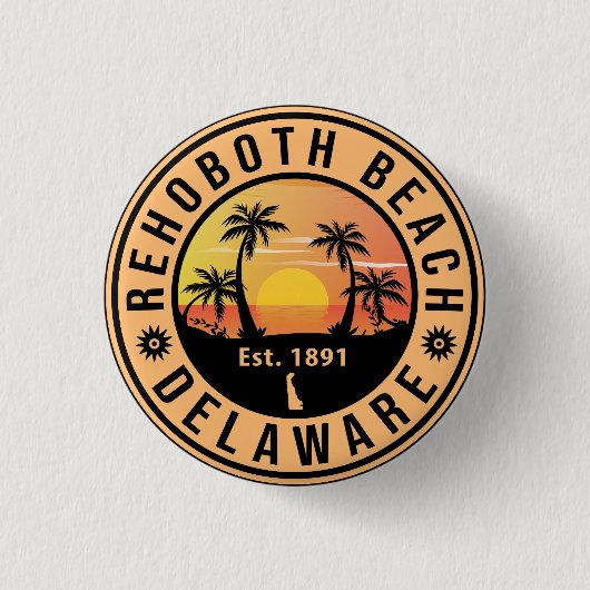 RehoBeide Beach Delaware Retro Sunset Souvenirs Button (Vorderseite)