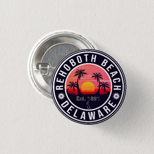 RehoBeide Beach Delaware Retro Sunset Souvenirs Button (Vorne & Hinten)