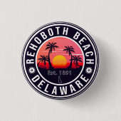 RehoBeide Beach Delaware Retro Sunset Souvenirs Button (Vorderseite)