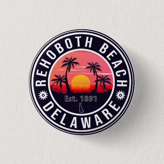 RehoBeide Beach Delaware Retro Sunset Souvenirs Button (Vorderseite)