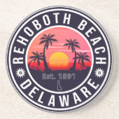 RehoBeide Beach Delaware Retro Sunset Souvenirs Getränkeuntersetzer (Vorne)