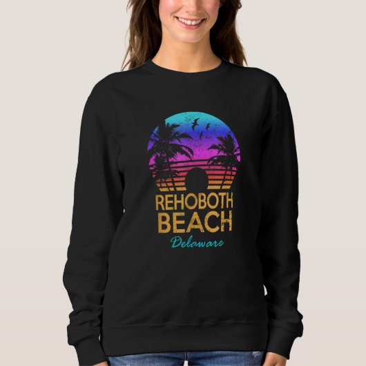 RehoBeide Beach Delaware Retro Sunset Summer Vibe Sweatshirt (Vorderseite)