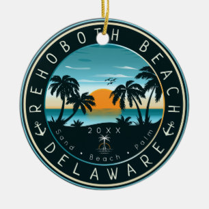 RehoBeide Beach Delaware Sunset Retro Souvenir 80e Keramik Ornament