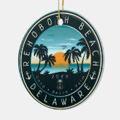 RehoBeide Beach Delaware Sunset Retro Souvenir 80e Keramik Ornament (Links)