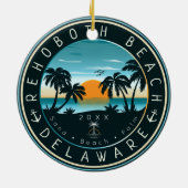 RehoBeide Beach Delaware Sunset Retro Souvenir 80e Keramik Ornament (Hinten)