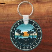 RehoBeide Beach Delaware Sunset Retro Souvenir 80e Schlüsselanhänger (Rückseite)