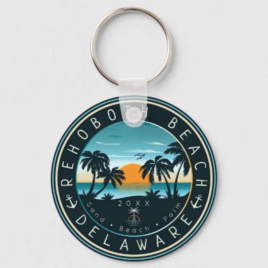 RehoBeide Beach Delaware Sunset Retro Souvenir 80e Schlüsselanhänger (Rückseite)