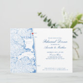 RehoBeide Beach Map Navy Blue Probe Dinner Einladung (Stehend Vorderseite)