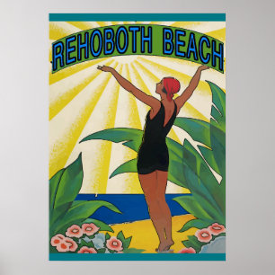 RehoBeide Beach Vintag Style Poster