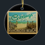 RehoBeide Beach Vintage Travel Keramik Ornament<br><div class="desc">Dieses Vintage Design aus der Postkarte von RehoBeide Beach besticht durch einen Sandstrand mit türkisblauem Meerwasser und einen blauen Himmel mit blauen,  blauen Wolken. Im Vintage Reisen Stil.</div>