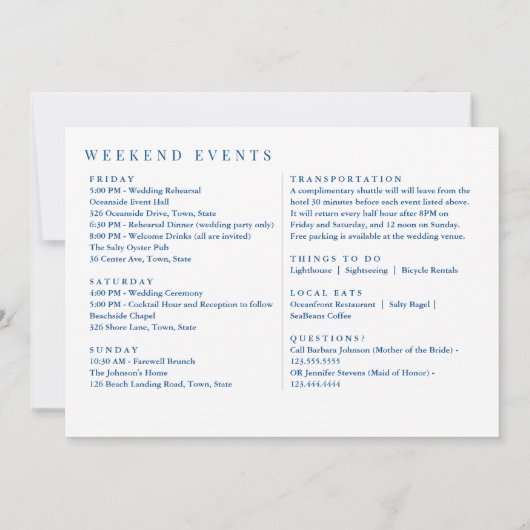 RehoBeide Beach Wedding Willkommensreise Dankeskarte (Rückseite)