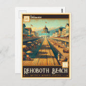 RehoBeide Strand, Delaware | VINTAG Postkarte (Vorne/Hinten)